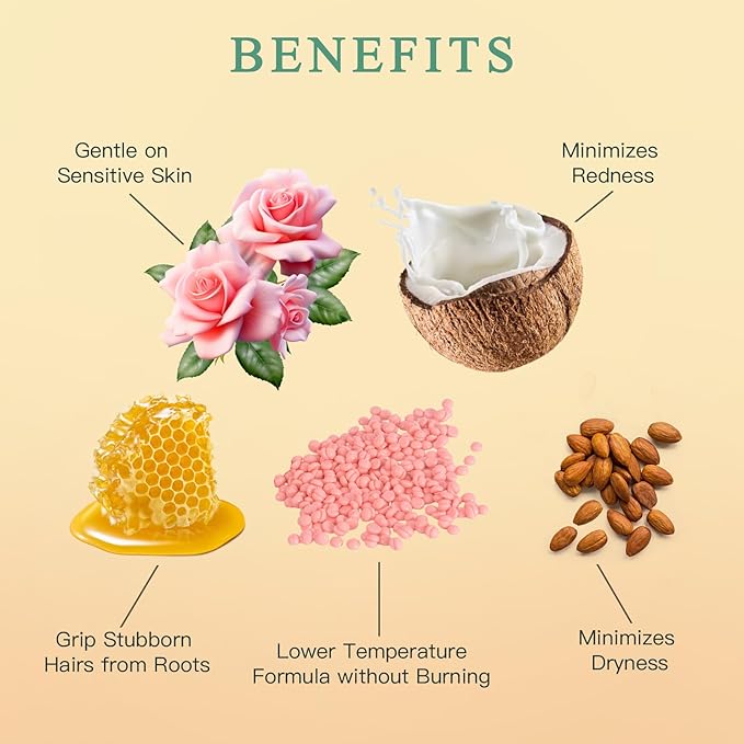 1.3Lb/21oz Hard Wax Beads for Hair Removal, Bouvetean Wax Beans for Bikini, Eyebrow, Face, Legs, Full Body Sensitive Skin Waxing with 10pcs Wax Spatulas (Pack of 6)-Velvo Beauty