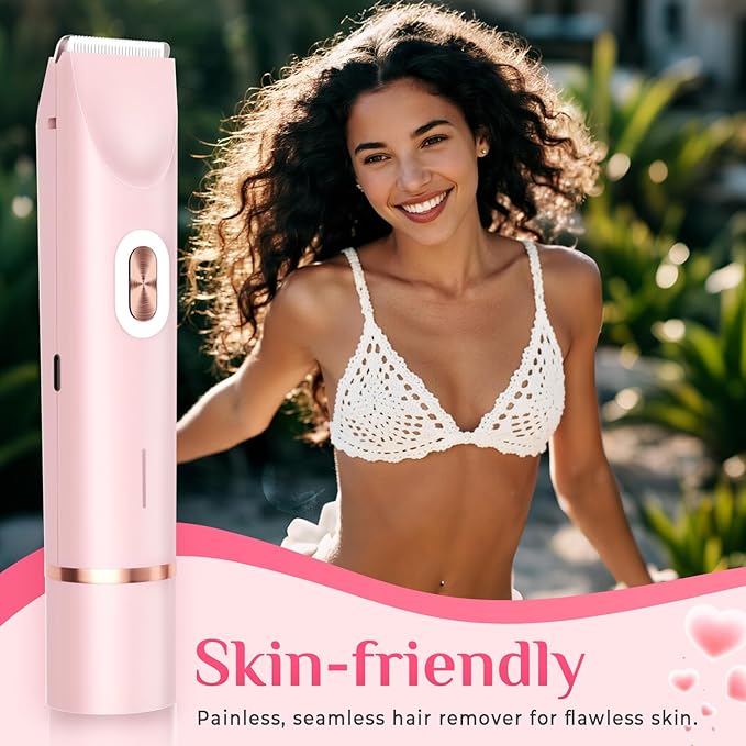 2025 New 2-in-1 Electric Bikini Trimmer for Women - Dual Head Electric Razor,Waterproof Painless Bikini Shaver, Pubic Hair Trimmer for Private Area & Body Hair, Pink-Velvo Beauty