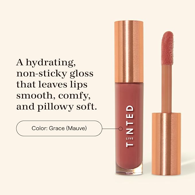 Live Tinted Huegloss High-Shine Lip Gloss - Hydrating, Non-Sticky, Moisturizing Lip Gloss with Hyaluronic Acid, Coconut Oil, and Shea Butter For a Soft Barrier & Seals in Moisture - Mauve-Velvo Beauty