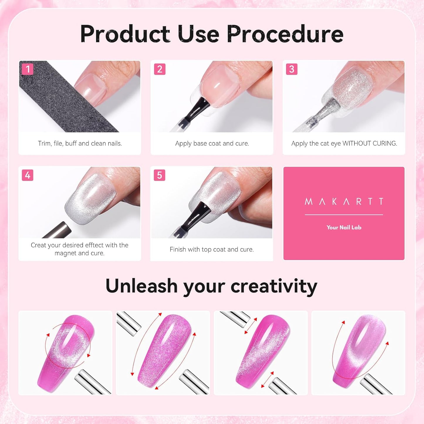 Makartt Universal Silver Cat Eye Gel Polish: Sparkle Glitter Nail Polish Holographic Magnetic Gel with Magnet DIY at Home for Beginner Easy to Use Nail Art Design Manicure 10ml-Velvo Beauty