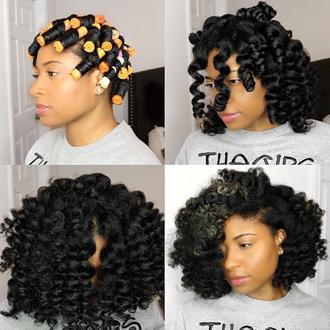 60pcs Perm Rods Set for Natural Hair Cold Wave Rods Hair Rollers for Women's Long Medium short Hair Curler Styling DIY Hairdressing Tools(Orange)-Velvo Beauty