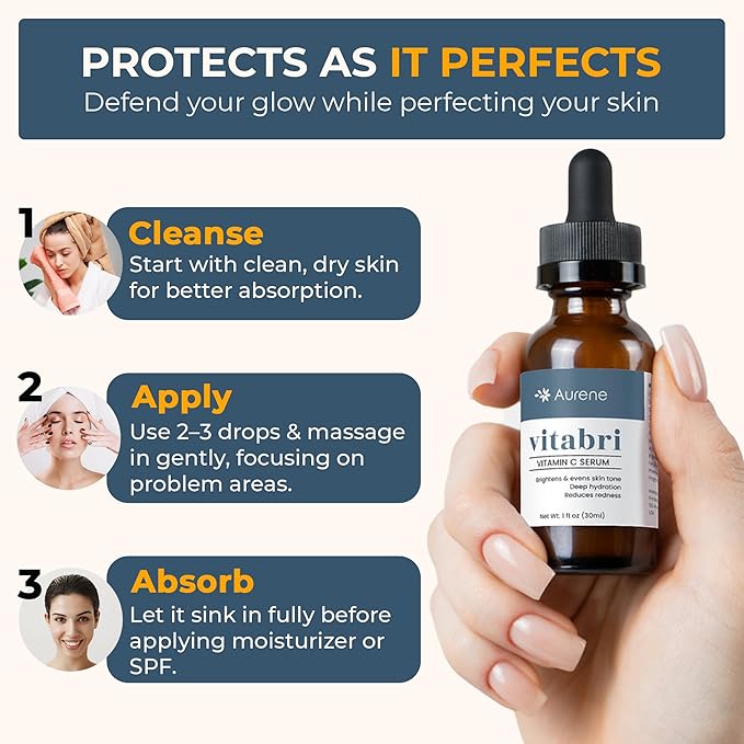 Vitabri Vitamin C Serum for Face – Brightening & Anti-Aging Formula with Vitamin C, Ferulic Acid & Botanicals – Hydrating Serum for Dark Spots, Tone & Fine Lines – 1 Fl Oz-Velvo Beauty