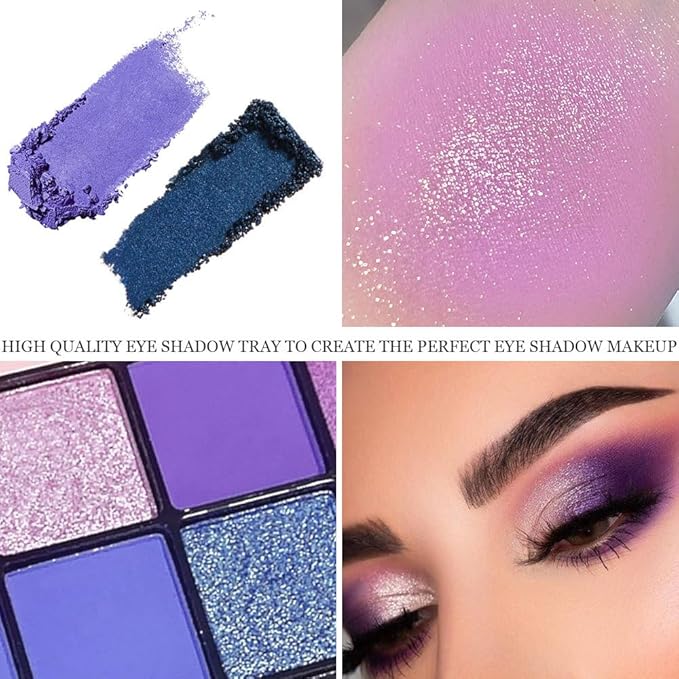 16 Colors Blue Pink Champange Matte Shimmer Eyeshadow Palette for Eye Makeup,High Pigmented Brown Eye Shadow Primers Powder Palet de sombras de ojos-Velvo Beauty