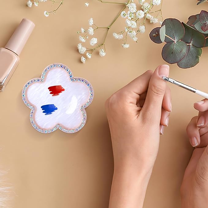 Resin Nail Art Palette Gold Edge Nail Holder Heart Shaped Color Makeup Foundation Mixing Tools Display Board Gel Nail Art Color Mixing Palette Painting Tray Manicure Tool (Colorful)-Velvo Beauty