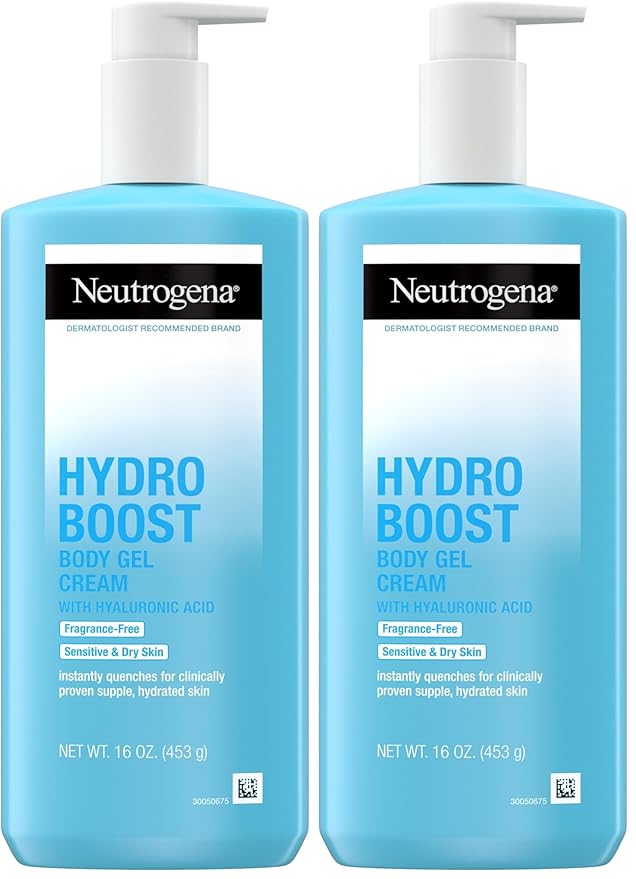 Neutrogena Hydro Boost Body Moisturizing Gel Cream with Hyaluronic Acid, Non-Greasy & Fast Absorbing, Lightweight Hydrating Body Lotion for Normal to Dry Skin, Fragrance-Free, 16 oz (Pack of 2)-Velvo Beauty