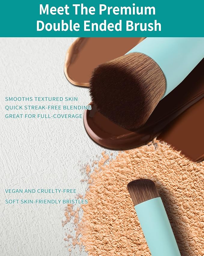EIGSHOW Foundation and Concealer Brush, Dual Ended Makeup Brush For Flawless Foundation Coverage, Under Eye Concealer, Vegan & Cruelty-free (D110B)-Velvo Beauty