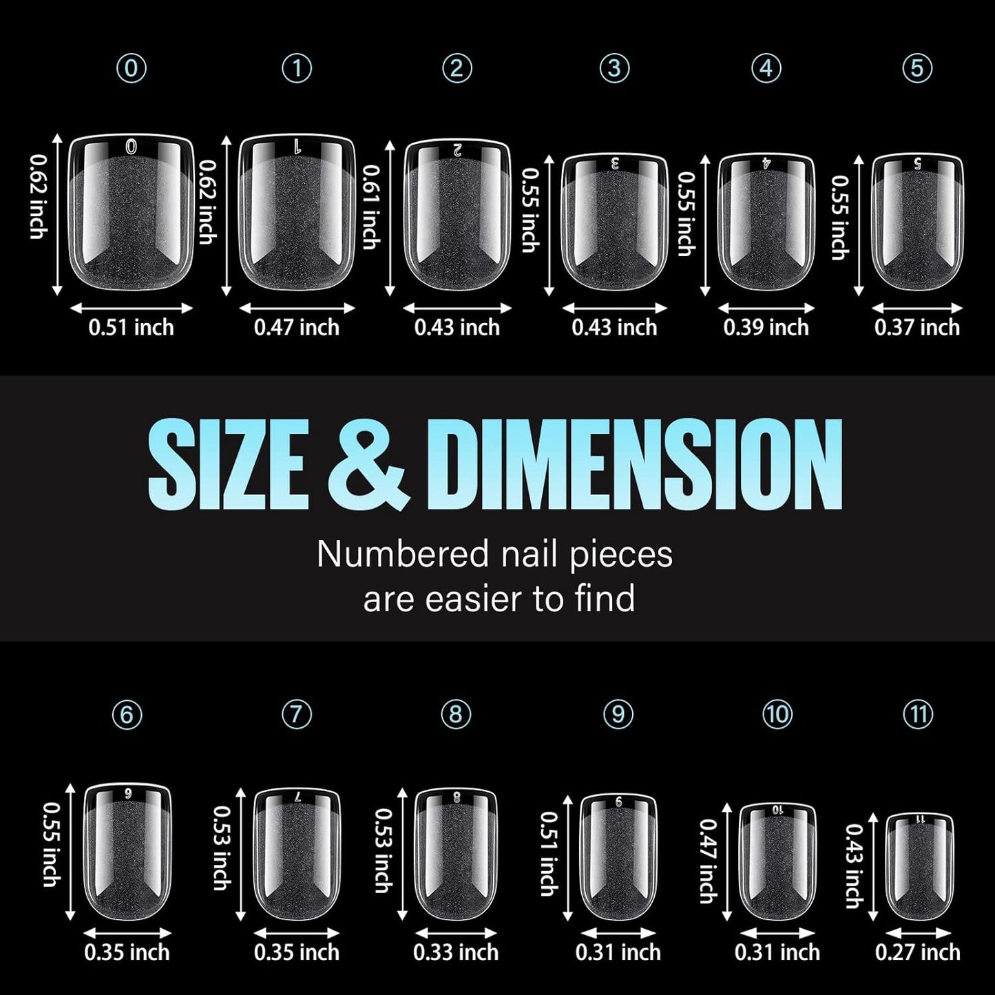 TOMICCA Extra Short Square Fake Nail Tips, Half Matte Acrylic Gel Nail Tips, 360Pcs Full Cover Pre Shaped 12 Sizes Fake Nails for Beginner and Professional DIY Nail Salon-Velvo Beauty