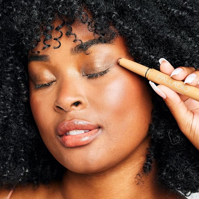 Palladio Waterproof Eyeshadow Stick with Blending Sponge, Long Lasting & Effortless Application, Smudge Free & Crease Proof Formula, Matte & Shimmer Shades, Buildable Eye Shadow (Bronze Shimmer)-Velvo Beauty