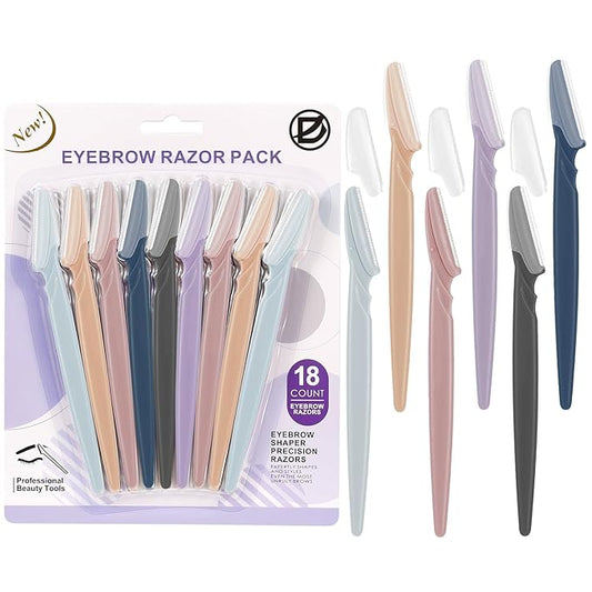 D 18 PCS Eyebrow Razor,Dermaplane Razor,Face Razors for Women,Dermaplaning Tool for Face,3 Colors Facial Hair Shavers with Precision Cover,Facial Hair Remover for Women,Eyebrow Trimmers for Men(Gray)-Velvo Beauty
