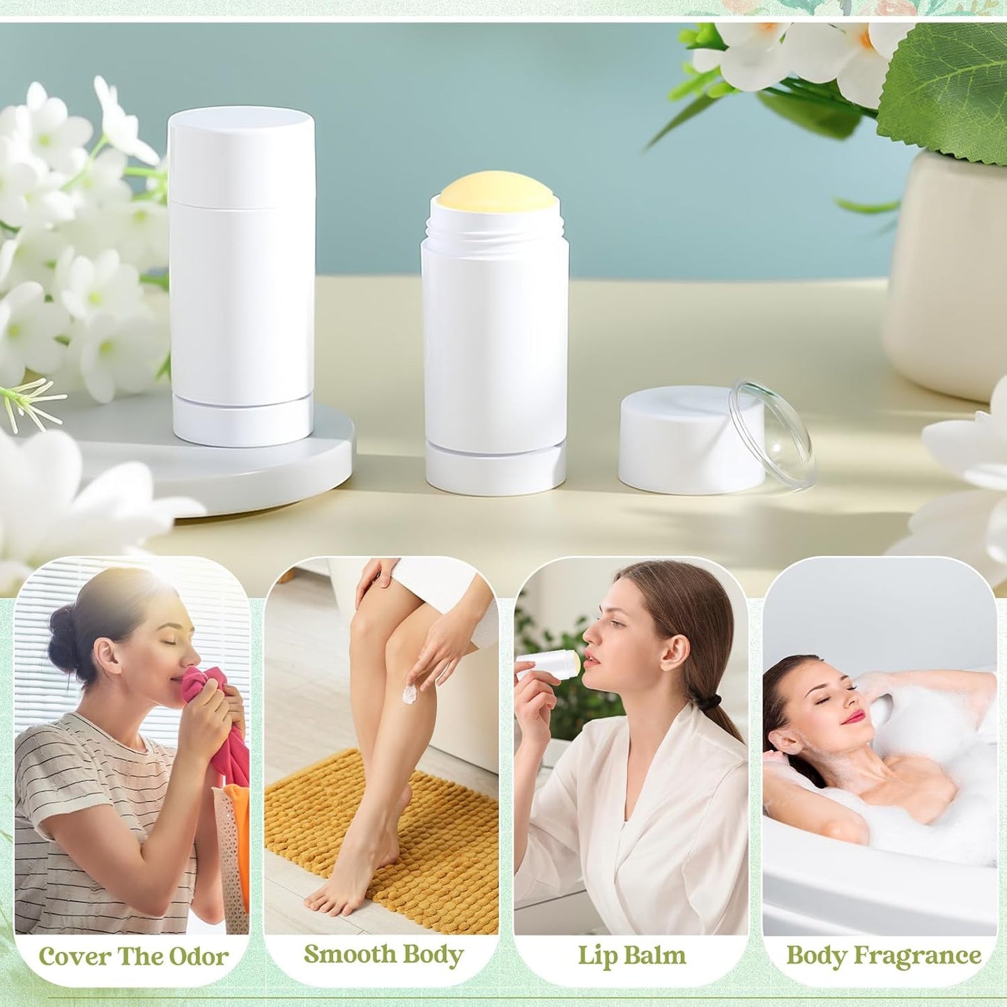 30 Pcs Empty Deodorant Containers Twist up Filling Stick Plastic Deodorant Container Refillable Bottles Bottomfill Round Lip Balm Tubes for Homemade DIY Lipstick Crayon(75 ml,White)-Velvo Beauty