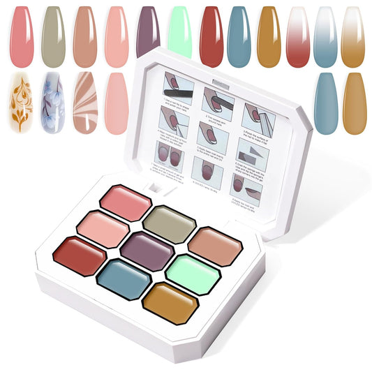 Gradient Painting Gel, 9 Colors Ombre Gel Nail Polish for Pigment Pat Nails Aura Nails French Manicure Soak Off UV Long-lasting Home Salon DIY Nail Art Monet’s Garden-Velvo Beauty