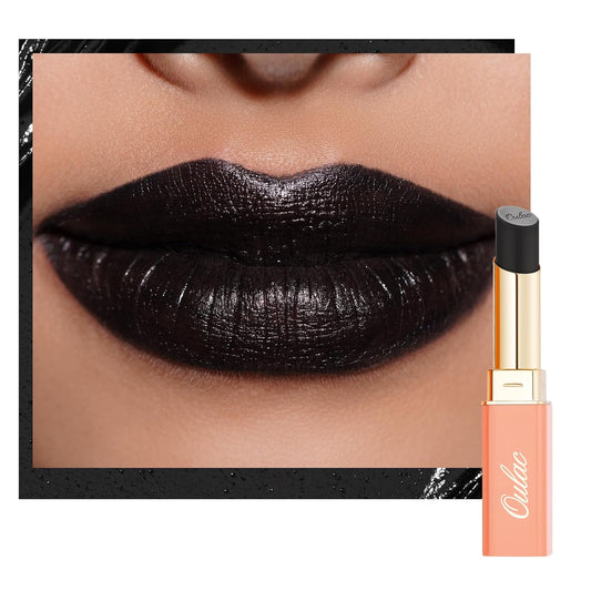 Oulac Black Lipstick for Women, Halloween Matte Lipsticks, Full Coverage Lip Color, Satin Matte Finish, Cream Texture, Hydrating, Infused with Hyaluronic Acid, Vegan & Clean Beauty 4g SG16-Velvo Beauty