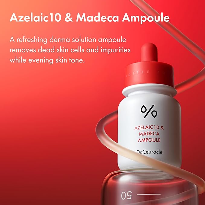Dr.Ceuracle Azelaic Acid 10 & Madecassoside Ampoule - Redness Relief and Soothing Serum for Sensitive Skin and Blemish-Prone Spot Care, Korean Skincare-Velvo Beauty