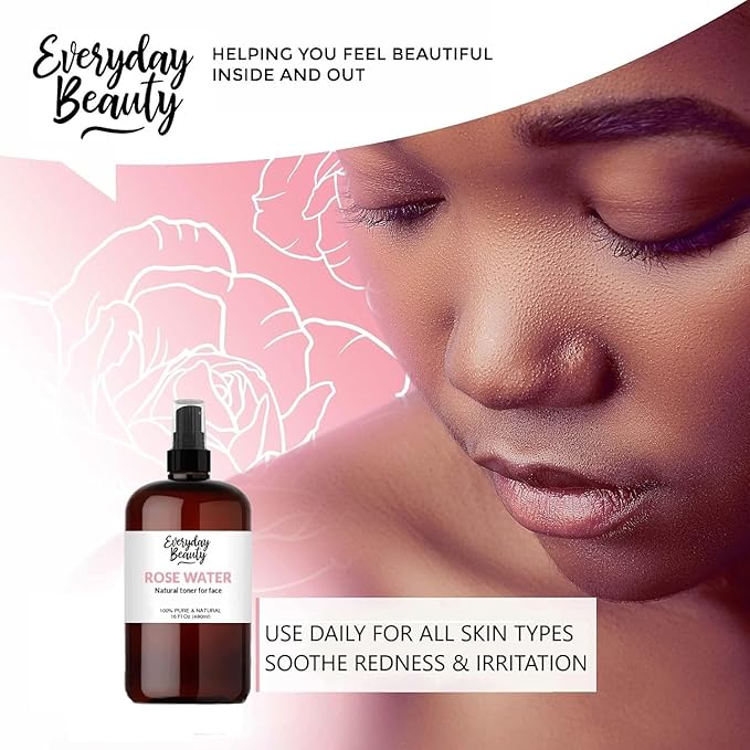 Rose Water Facial Toner - 16oz Bulk Alcohol-Free Vegan All Natural Refreshing for Face and Hair - Uplifts, Calming & Soothing for All Skin Types-Velvo Beauty
