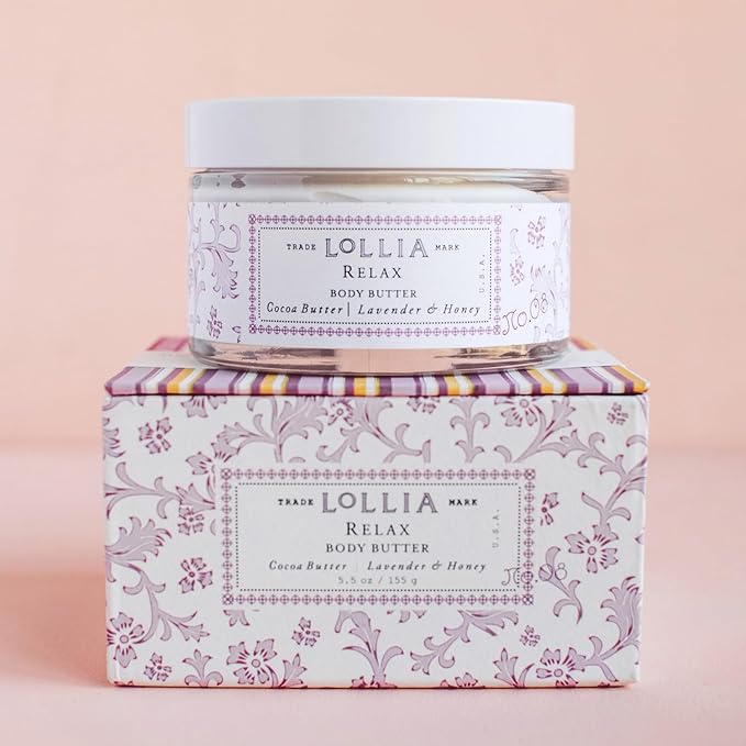 LOLLIA Relax Body Butter, 5.5 oz. - Lavender & Honey Fragrance - Shea Butter & Cocoa Butter, Body Lotion for Women, Hydrating & Smooth Body Moisturizer-Velvo Beauty