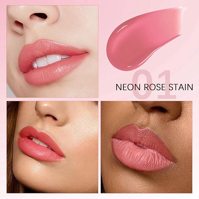 QueenDiary Lip tint Peel Off Lip Stain,Lip Stain Waterproof, Lip Tattoo Peel Off with Matte Finish, Long Lasting, Transfer-proof, Highly Pigmented Color (Neon Rose Stain)-Velvo Beauty