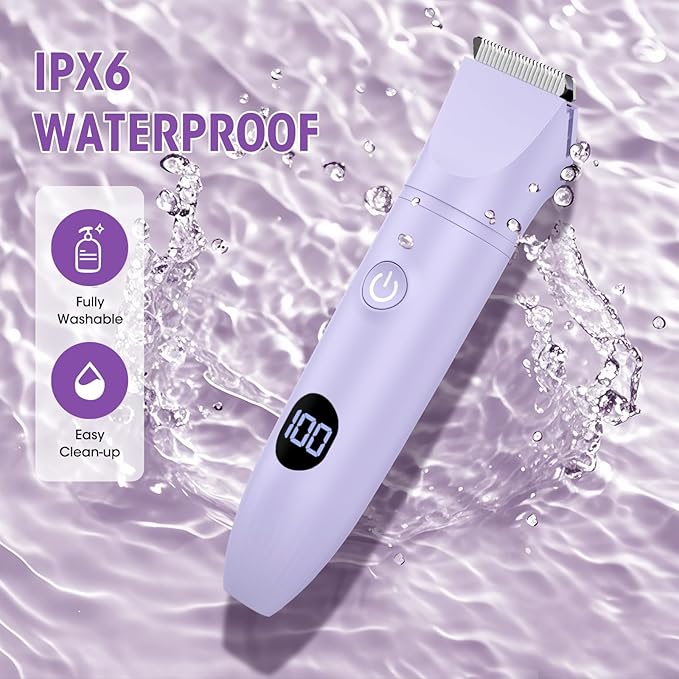Lanumi 3 in 1 Bikini Trimmer for Women Rechargeable Electric Razors Wet/Dry Pubic Body Hair Trimmer Facial Hair Remover IPX6 Waterproof LCD Display-Velvo Beauty