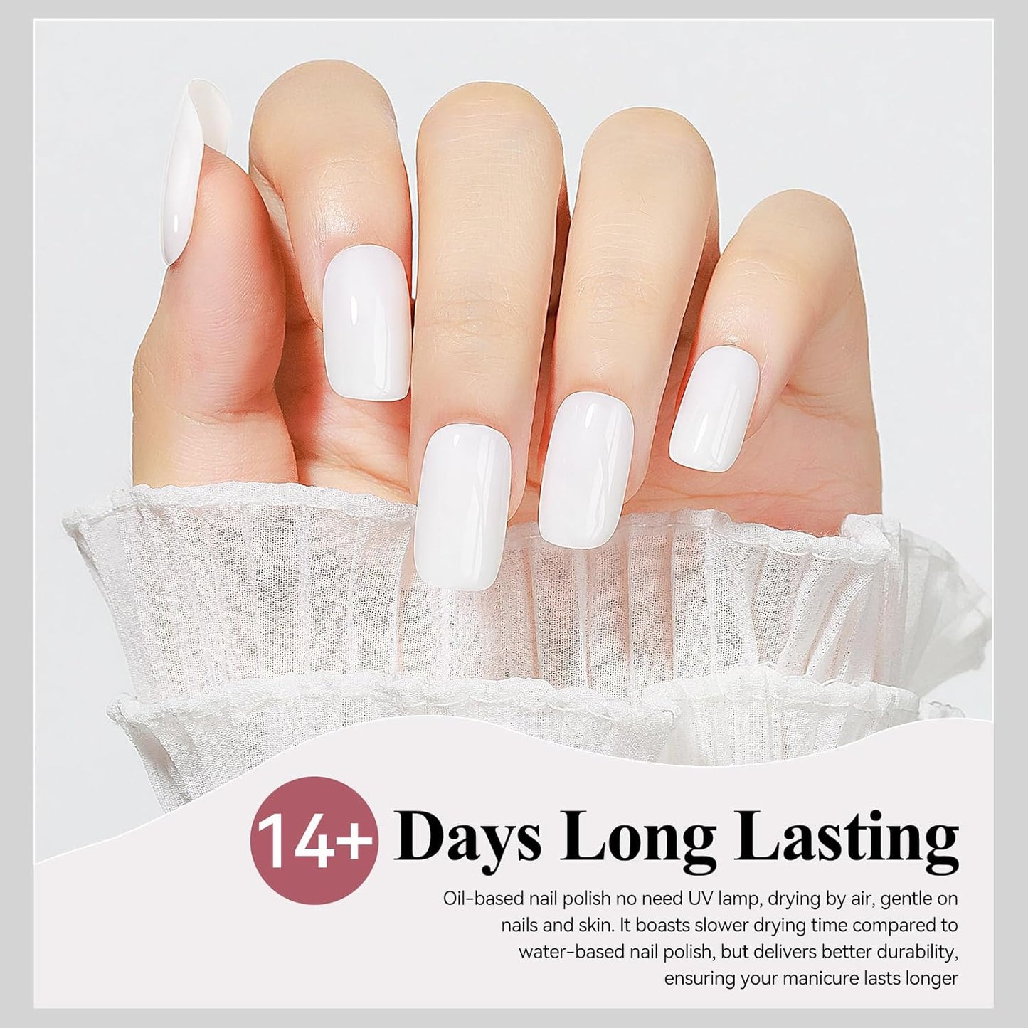 Nail Polish Milky White, Air Quick Dry Nail Lacquer Sheer Color, Regular Fast Drying Fingernail Polish Bulk Non Gel Long-Lasting DIY Salon Gift For Women-Velvo Beauty