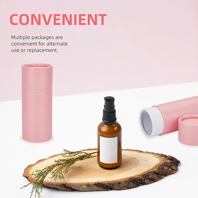 NICENEEDED 10 Pcs 30ml Empty Kraft Paper Jar Tube, Pink Round Paper Cardboard Containers With Lid, Essential Oil Bottle Packaging Case Gift Paper Tube for Pencils Tea Caddy Coffee Cosmetic Crafts-Velvo Beauty