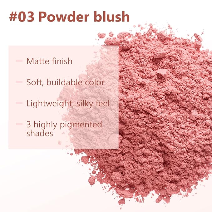 Boobeen Loose Blush Powder Air Cushion Blush, Face Blusher Cheeks Powder, Natural Highly Pigmented Soft Blush Makeup Long Lasting, Matte Finish-Velvo Beauty