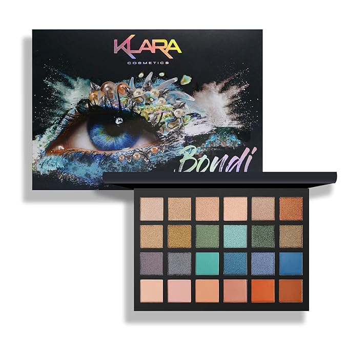 24 Shades Eyeshadow Palette -Festive Luxury Vibrant Bold Full-Color Pigment Long Lasting Matte Shimmer Eye shadow Palette (Bondi)-Velvo Beauty