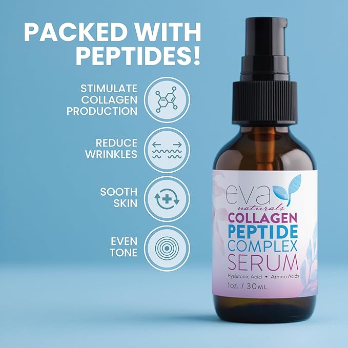 Collagen Peptide Serum for Face – Anti Aging Facial Treatment with Peptides & Hyaluronic Acid – Gentle Formula for Sensitive Skin, Microneedling Pen, Derma Roller, Skin Firming & Hydrating (1 Oz)-Velvo Beauty