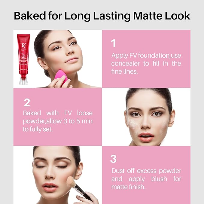 FV Translucent Loose Face Powder, Long Lasting & Lightweight Setting Powder with Matte Finish, Fine Powder for Natural Look, Minimizing Pores and Fine Lines Baking Powder 0.35oz (10g)-Velvo Beauty