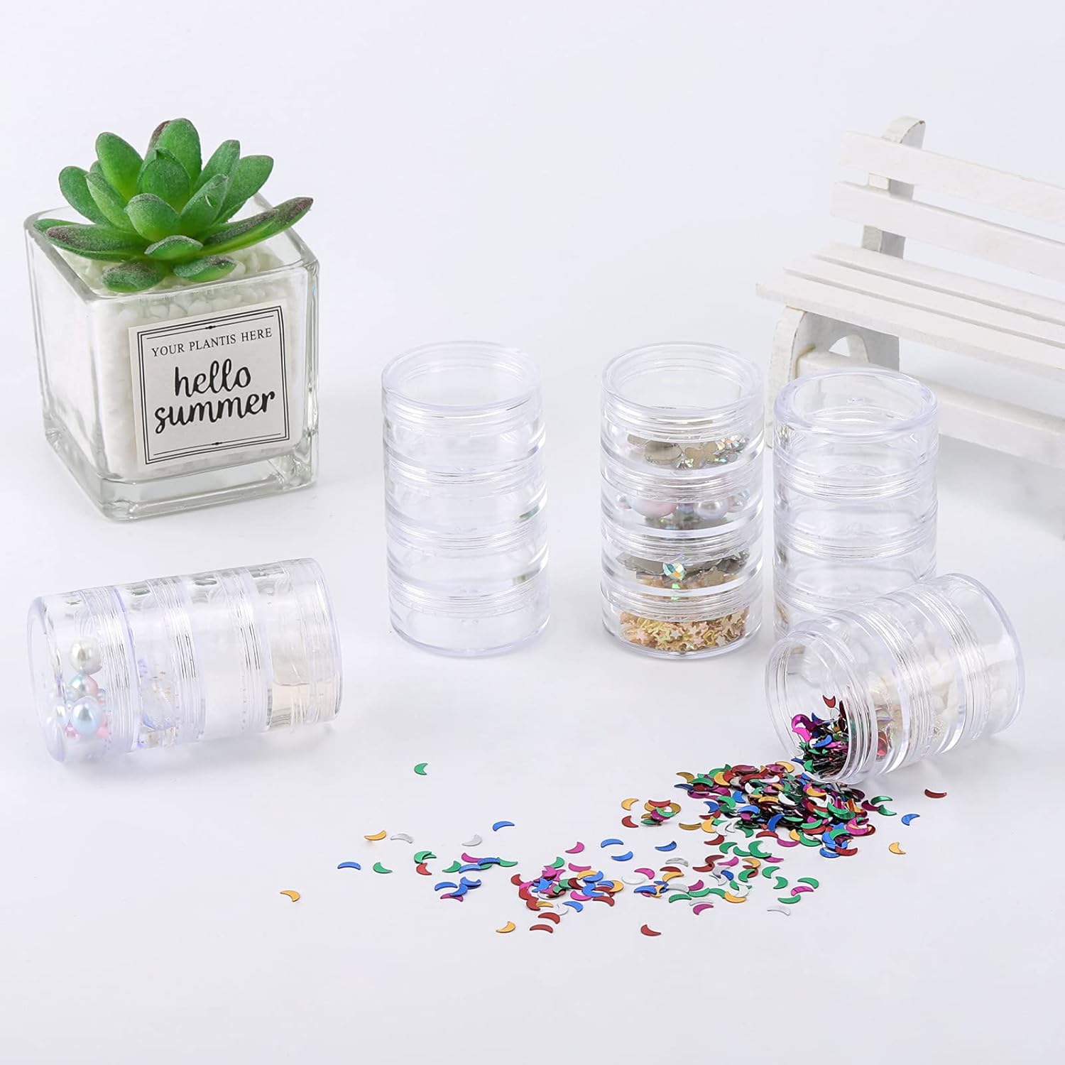 5 Set (20 Pieces) Stackable Cosmetic Containers with Screw Lids and Labels,10 Grams Clear Plastic Empty Jars Small Makeup Sample Containers for Beauty Products-Velvo Beauty