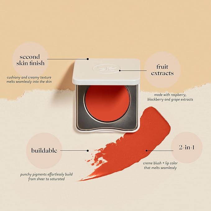 Honest Beauty 2-in-1 Creme Cheek Blush + Lip Color | EWG Verified, Vegan + Cruelty Free | Fire Coral, .1 oz-Velvo Beauty
