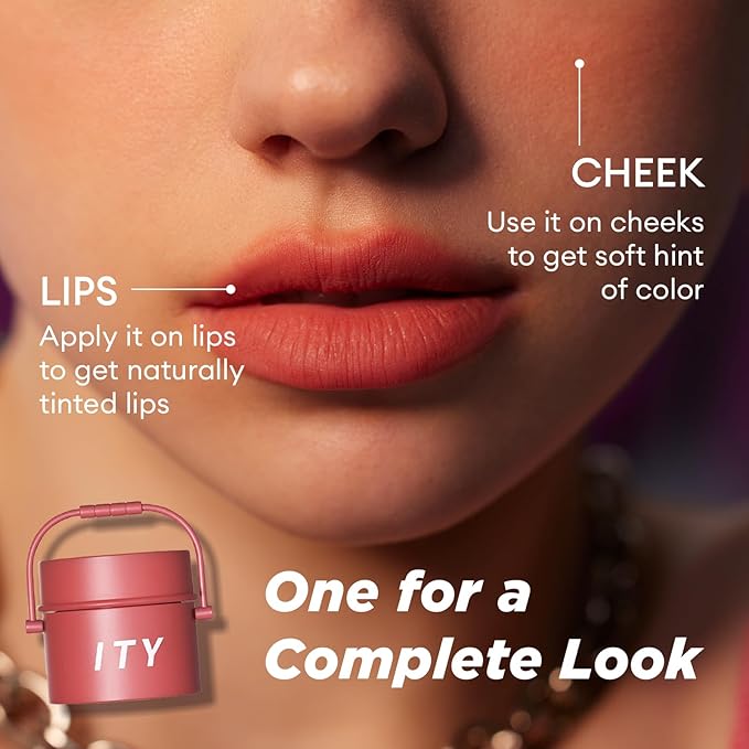 ITY Velvet Matte Finish Lip Stain-Mousse Textured Pudding Pot Lip Clay with Brush, Nude Shade, Dual-Use as Lipstick and Blush, Conceals Lip Lines, Rich Pigment, 0.21 oz (6g) in Sandalwood Rose-Velvo Beauty
