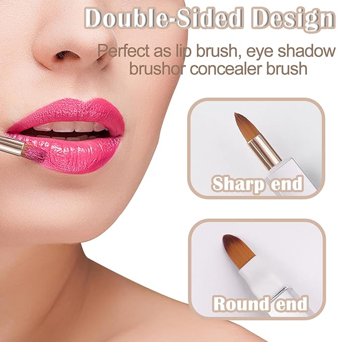 3 Pack Lip Brush for Lipstick Makeup Brushes Double-Ended Retractable Lip Brush with Cap Dustproof for Lipstick Gloss Creams Portable with Cap(Black + Gold + Silver)-Velvo Beauty