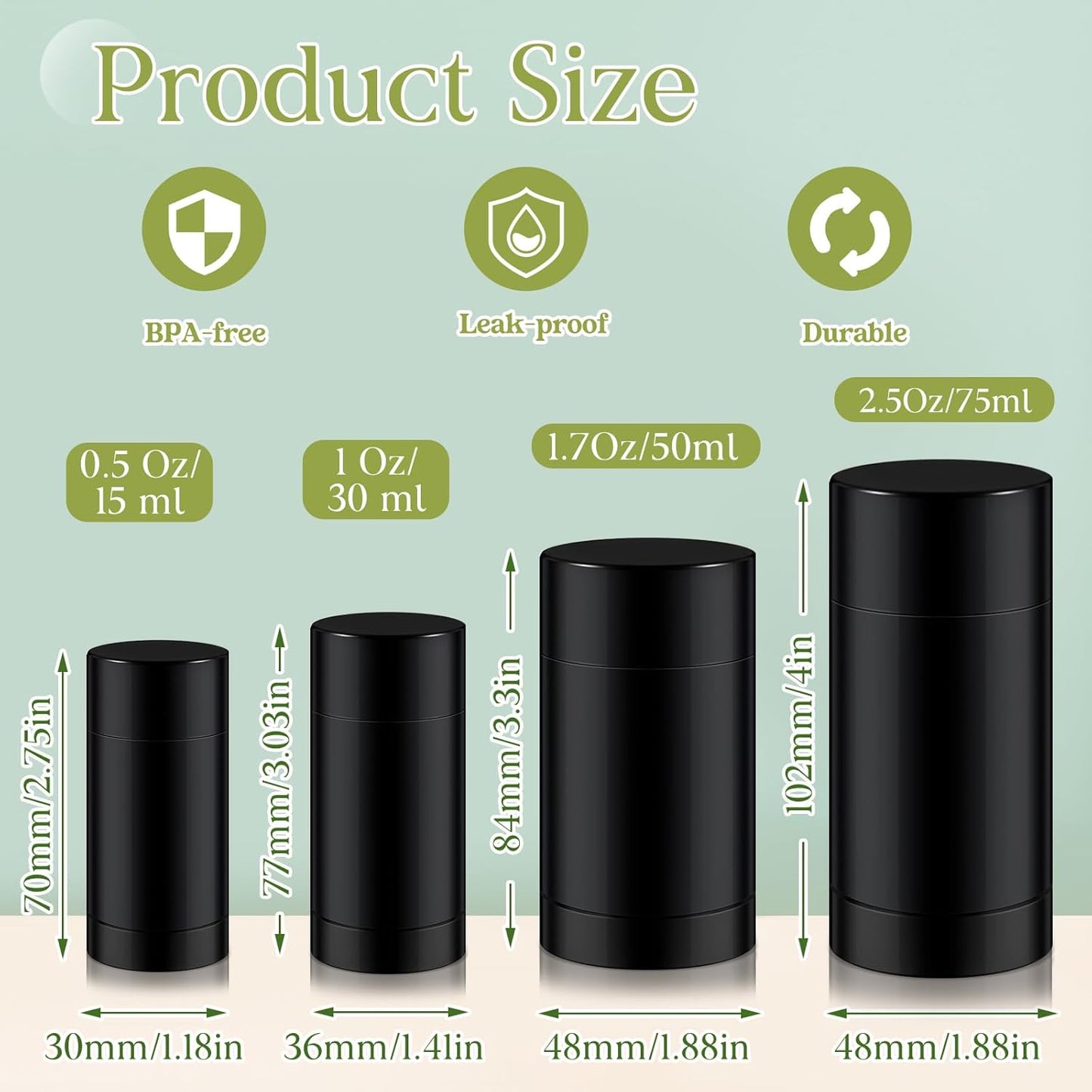 30 Pcs Empty Deodorant Containers Twist up Filling Stick Plastic Deodorant Container Refillable Bottles Bottomfill Round Lip Balm Tubes for Homemade DIY Lipstick Crayon(75 ml,Black)-Velvo Beauty