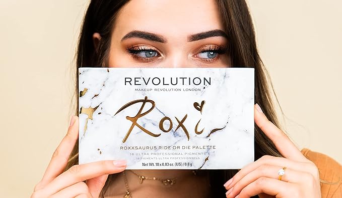Makeup Revolution X Roxxsaurus Ride or Die Eyeshadow Palette, Matte & Shimmers, 18 Shades, Cruelty-Free, 0.43 Oz-Velvo Beauty