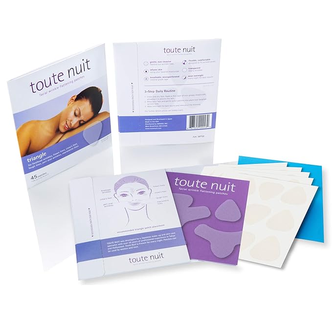 Toute Nuit Wrinkle Patches – Triangle – Face Tape for Forehead, Eyes & Lips – Hypoallergenic Anti Wrinkle Patches – 45 Count, Made in USA-Velvo Beauty