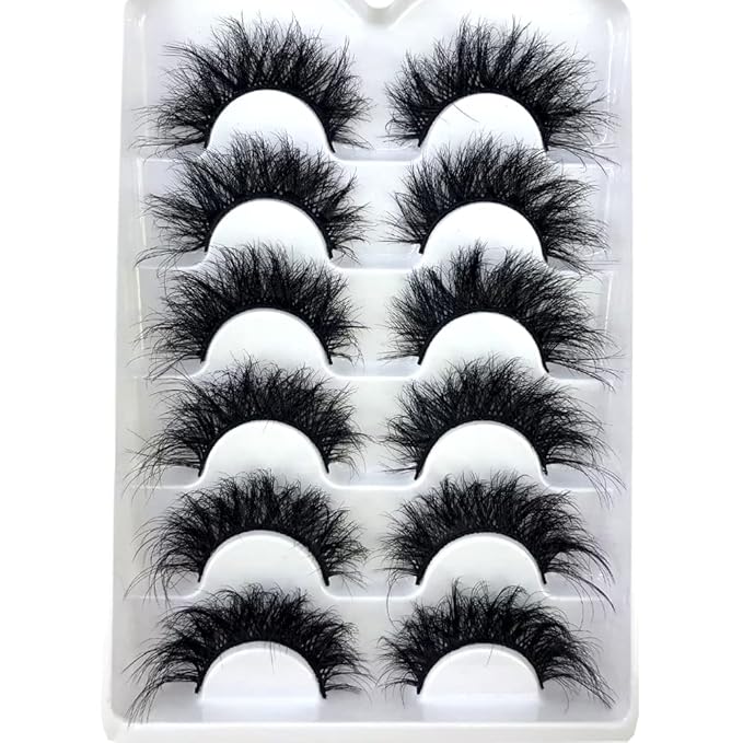 HBZGTLAD 6 Pairs Fluffy False Eyelashes Natural Faux Mink Strip 3D Lashes Pack (SR-1)-Velvo Beauty