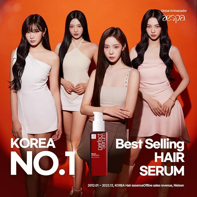 Mise En Scene Perfect Super Rich Serum with Argan Oils - Hair Essence for High Nutrition Intensive Care, Korean Hair Oil, 2.70 fl. Oz-Velvo Beauty