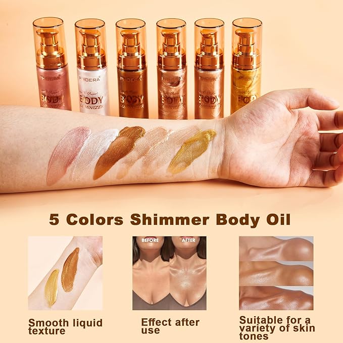 PHOERA Body Luminizer Highlighter, Waterproof Moisturizing and Glow For Face & Body, Face Body Glow Illuminator (2PCS 101 Rose Gold)-Velvo Beauty