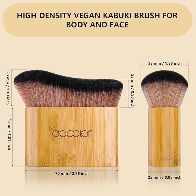 docolor Self Tanner Brush Large Body Makeup Brush, Soft Vegan Tanning Brush no stripes, for Foundation, Self-tanner, Bronzer, Self Tan Back Applicator Body + Face Self-Tan Blending Brush Gift Box-Velvo Beauty