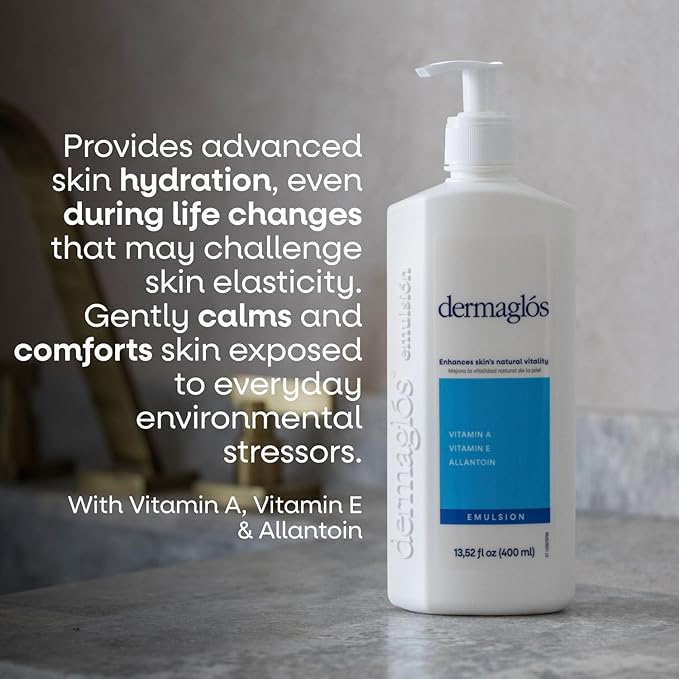 Dermaglos Moisturizing Body Lotion for Dry Skin with Extra Vitamin A, Vitamin E & Allantoin | Regenerating Lightweight Moisturizer for Stretch Marks, Tattoos Aftercare, Scars & Wrinkles | 13.52 Fl Oz-Velvo Beauty