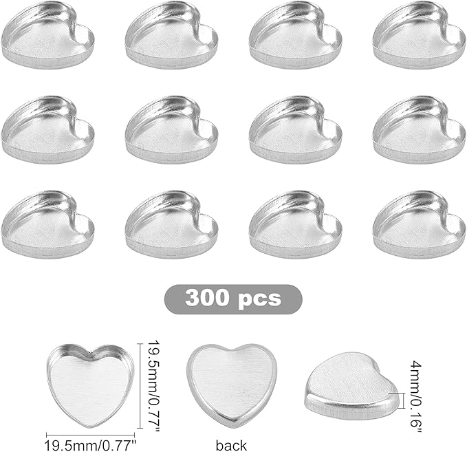 CHGCRAFT 300Pcs Empty Heart Metal Pans Size 19.5mm for Eyeshadow Palette Makeup Palette Sliver-Velvo Beauty
