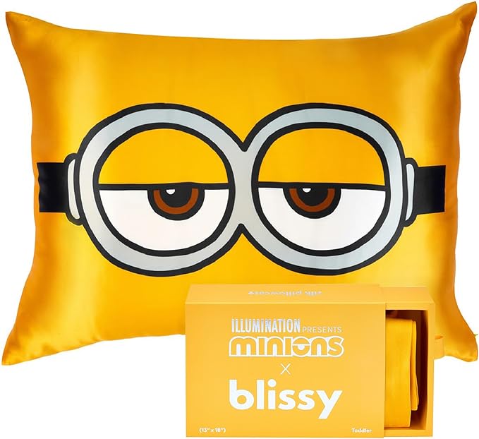 Blissy Silk Pillowcase - 100% Pure Mulberry Silk - 22 Momme 6A High-Grade Fibers - Silk Pillow Cover for Hair & Skin - Regular, Queen & King (Minion, 20" x 26" (Pack of 1))-Velvo Beauty