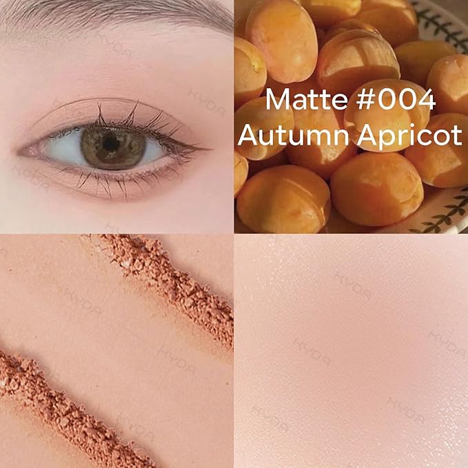 KYDA Single Matte Eyeshadow, Light Apricot Peach Eyeshadow, Ultra-fine Smooth Powder, Lightweight Blendable Formula, Warm Tone Eyes Makeup, Autumn Apricot-Velvo Beauty