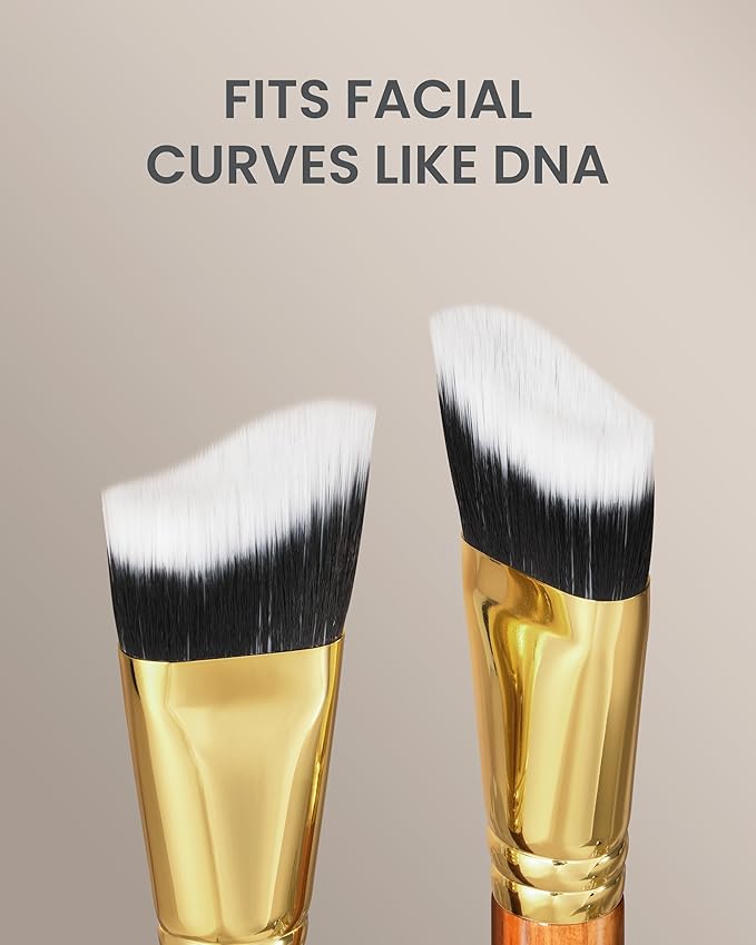 Desert Oak Series Terraced Contour Brush - 27mm Dual-Height Design with 5mm Flat Edge & 22mm Slope for Precision Sculpting, Bubinga & Brass (CM 191)-Velvo Beauty