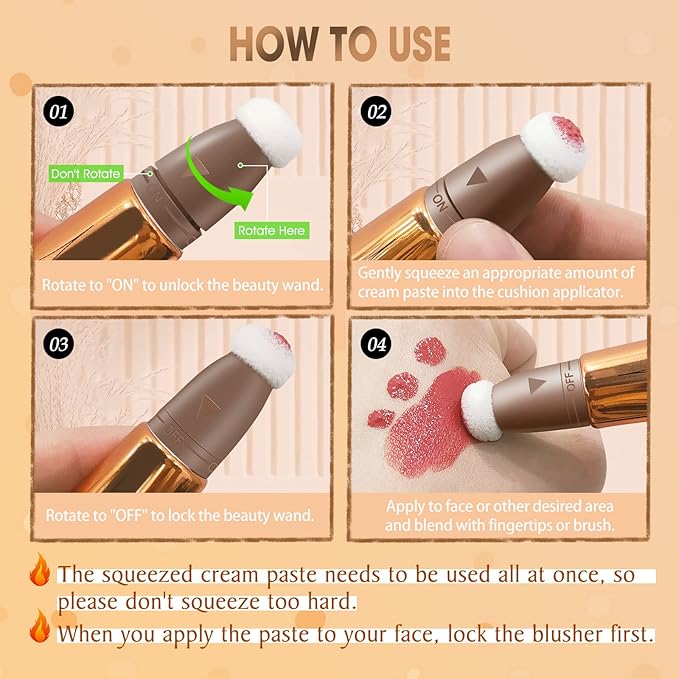 Liquid Highlighter Beauty Wand, Cream Liquid Highlighter Stick with Cushion Applicator, Lightweight Blendable, Long Lasting Silky Cream Highlighter Stick | 5# Highlight Rose Gold-Velvo Beauty
