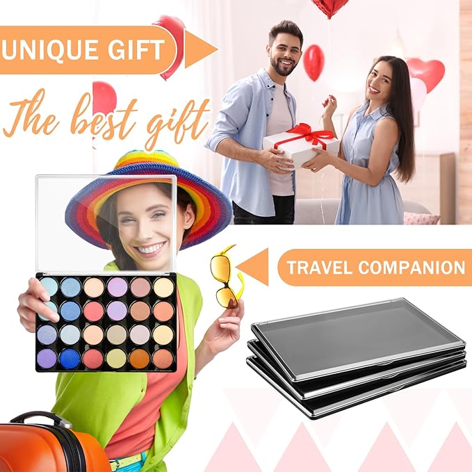 3 Pcs Large Empty Magnetic Eyeshadow Palette Cosmetics Pan with Clear Top DIY Eyeshadow Pan Cosmetics Dispensing Storage Box for DIY Eyeshadow Lipstick Pigment Blush 9.25 x 6.57 x 0.47 Inch-Velvo Beauty