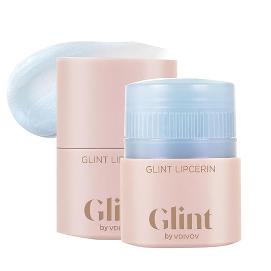 Glint Lipcerin (Icy Blue, 0.5fl oz) - Long Lasting Hydrating lip gloss with Shea Butter for a Natural Looking, Korean Skin care Ideal for Chapped, Dry, Cracked, or Damaged Lips-Velvo Beauty