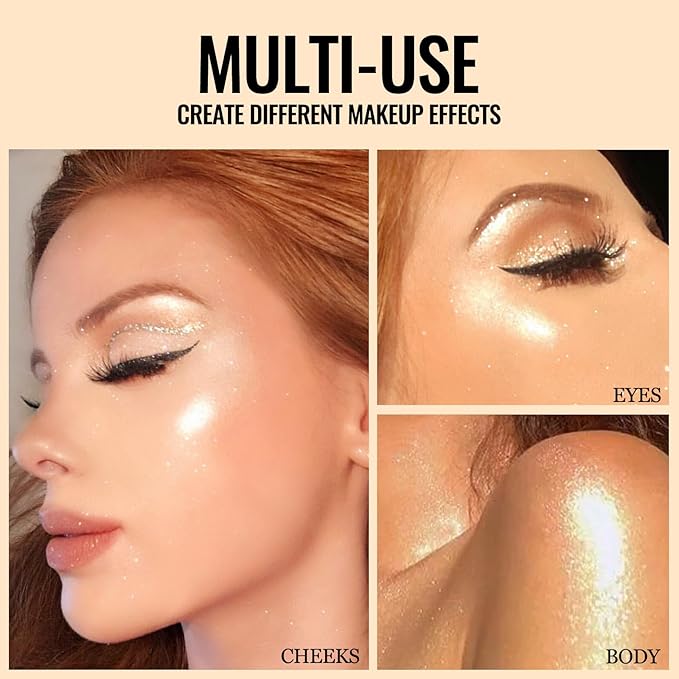 Erinde Face Highlighter Palette, Matte Face Illuminator Palette, Natural Glow Finish, Nude Beige Smooth Baked Powder, Lightweight Blendable Highlighter Makeup, 04 Bright White-Velvo Beauty