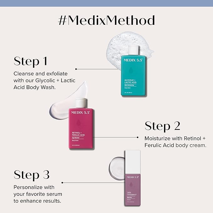 Medix 5.5 Retinol Body Lotion Firming Moisturizer | Crepey Skin Care Treatment | Retinol Body Cream | Firming Cream Targets Look Of Crepe Skin, Wrinkles, & Sagging, 3 Fl Oz Travel Size, 3-Pack-Velvo Beauty