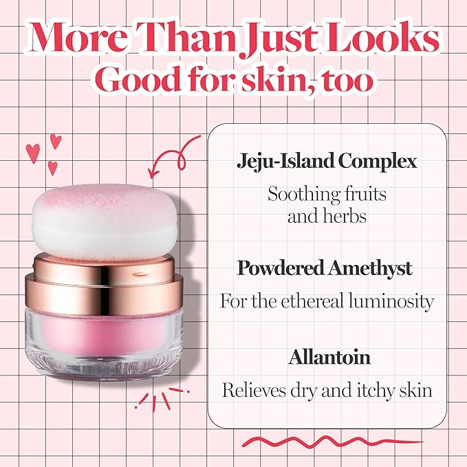 Hope Girl 3D Powder Blusher 0.17oz | Skin-Loving Korean Mini Blush for Cheeks and Eye Makeup w/Allantoin | K Beauty Cool Toned Vibrant Sunkissed Fine Powder Makeup Blush Cosmetics (#01 Sexy Rose)-Velvo Beauty