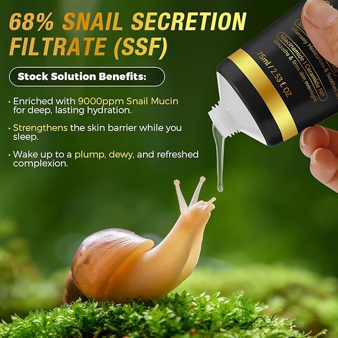 9000PPM Snail Mucin Overnight Wrapping Peel Off Mask for Intensive Hydrating, Skin Barrier Repairing, Reducing Sagging/Wrinkles/Fine Lines, 2.53 Oz/75 ML-Velvo Beauty